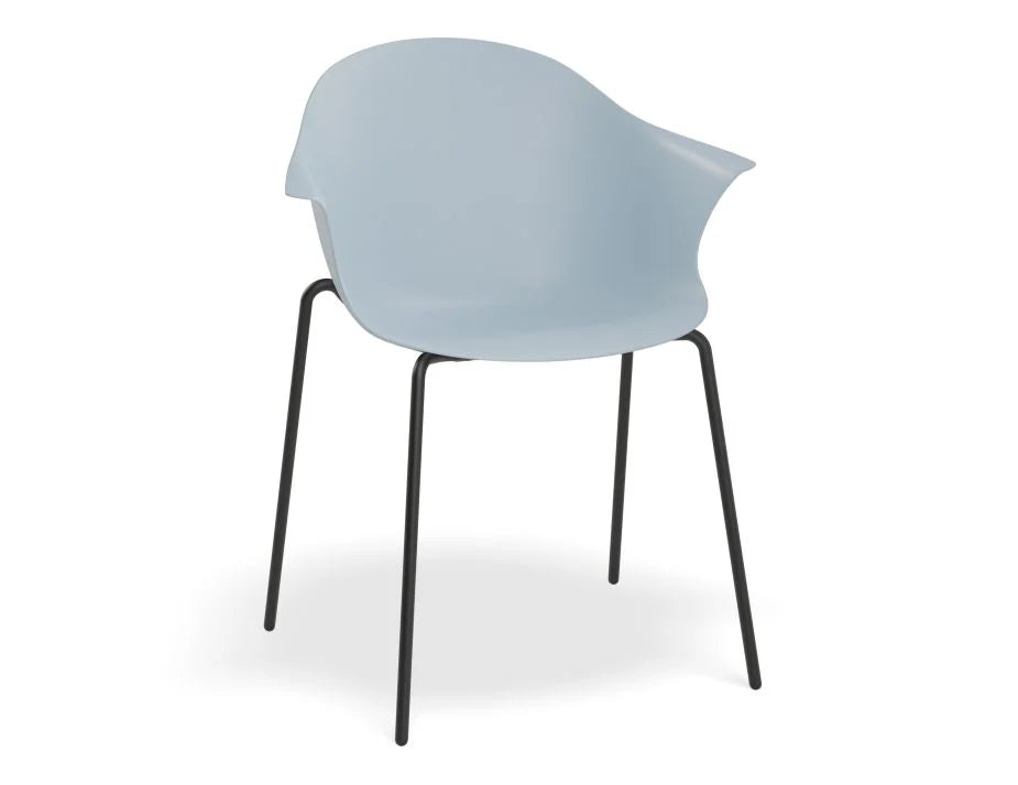 Horizon Blue Shell Seat 4 Post Black Base Dining Armchair