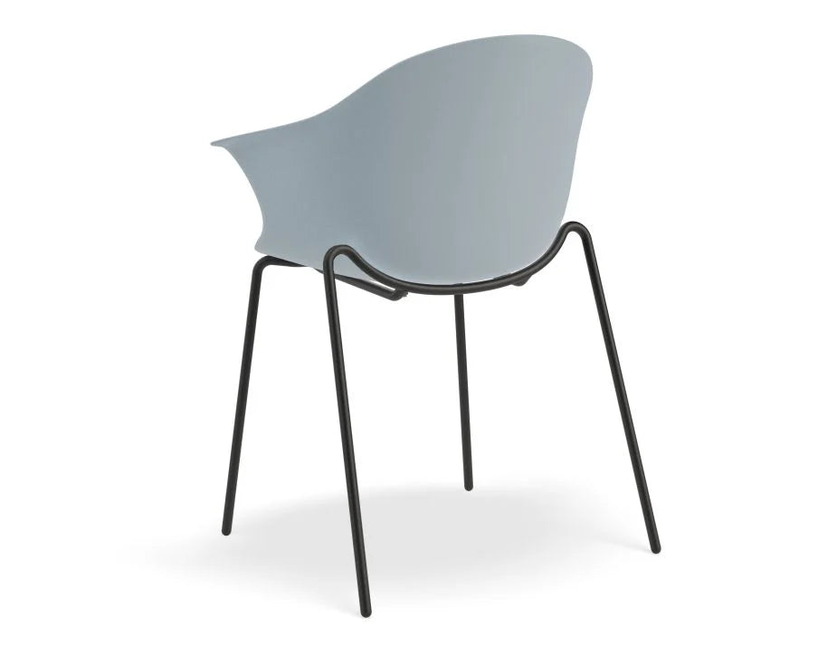 Horizon Blue Shell Seat 4 Post Black Base Dining Armchair