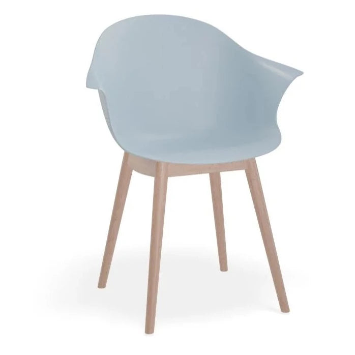 Horizon Blue Shell Seat Wooden Legs Dining Armchair