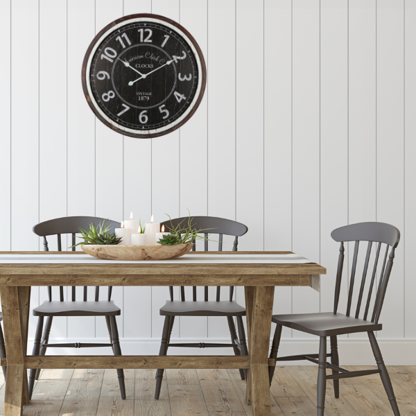 Iconic Monochrome Glass-Front Wall Clock 70cms