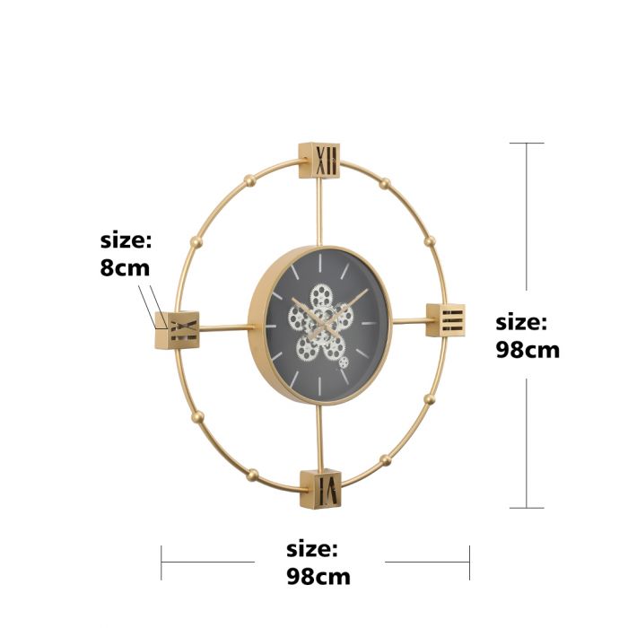 Industrial Exposed Gear Movement Wall Clock - 98cms
