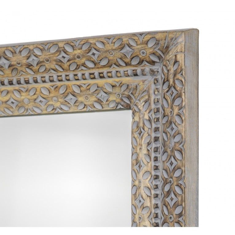 Intricate Wooden Carving Wall Mirror 120cms