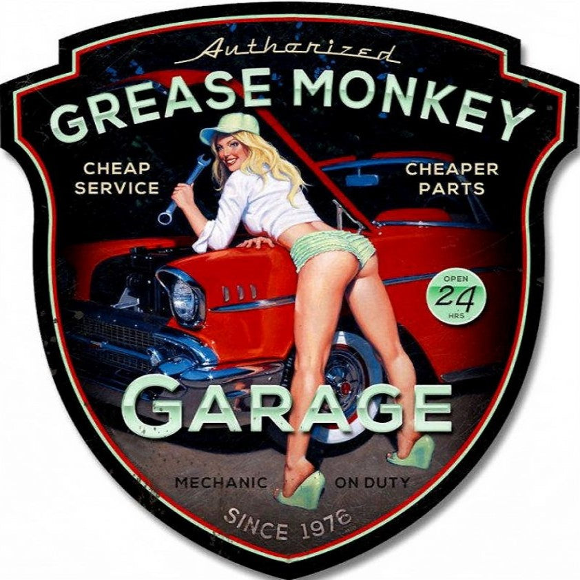 Iron Die Plate Beauty & Car Wall Decoration - Grease Monkey