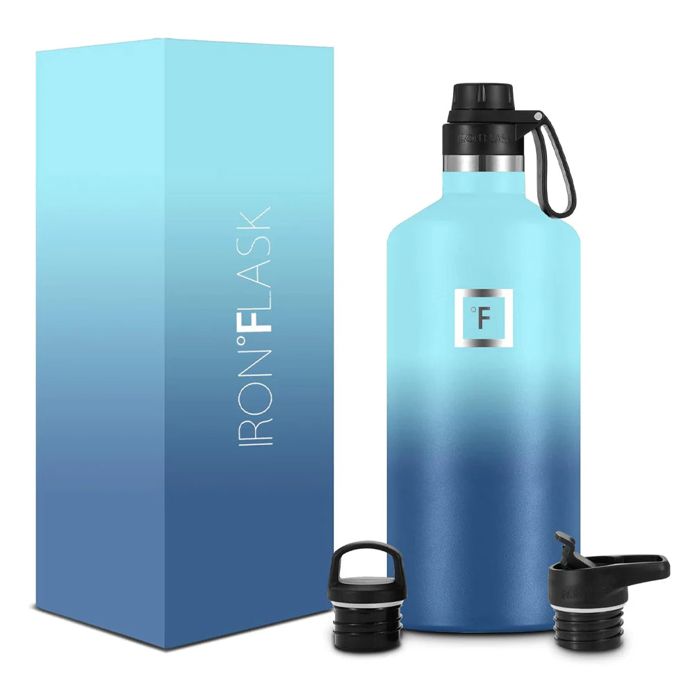 Iron Flask Bottle with Spout Lid 1900ml - Blue Waves