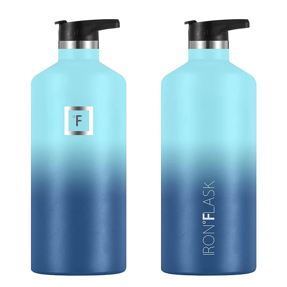 Iron Flask Bottle with Spout Lid 1900ml - Blue Waves