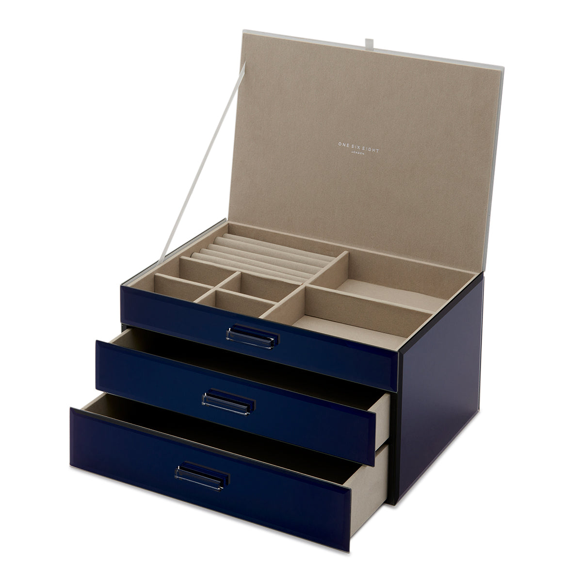 Personalised Isabella 3 Tiers Jewellery Box Extra Large Navy