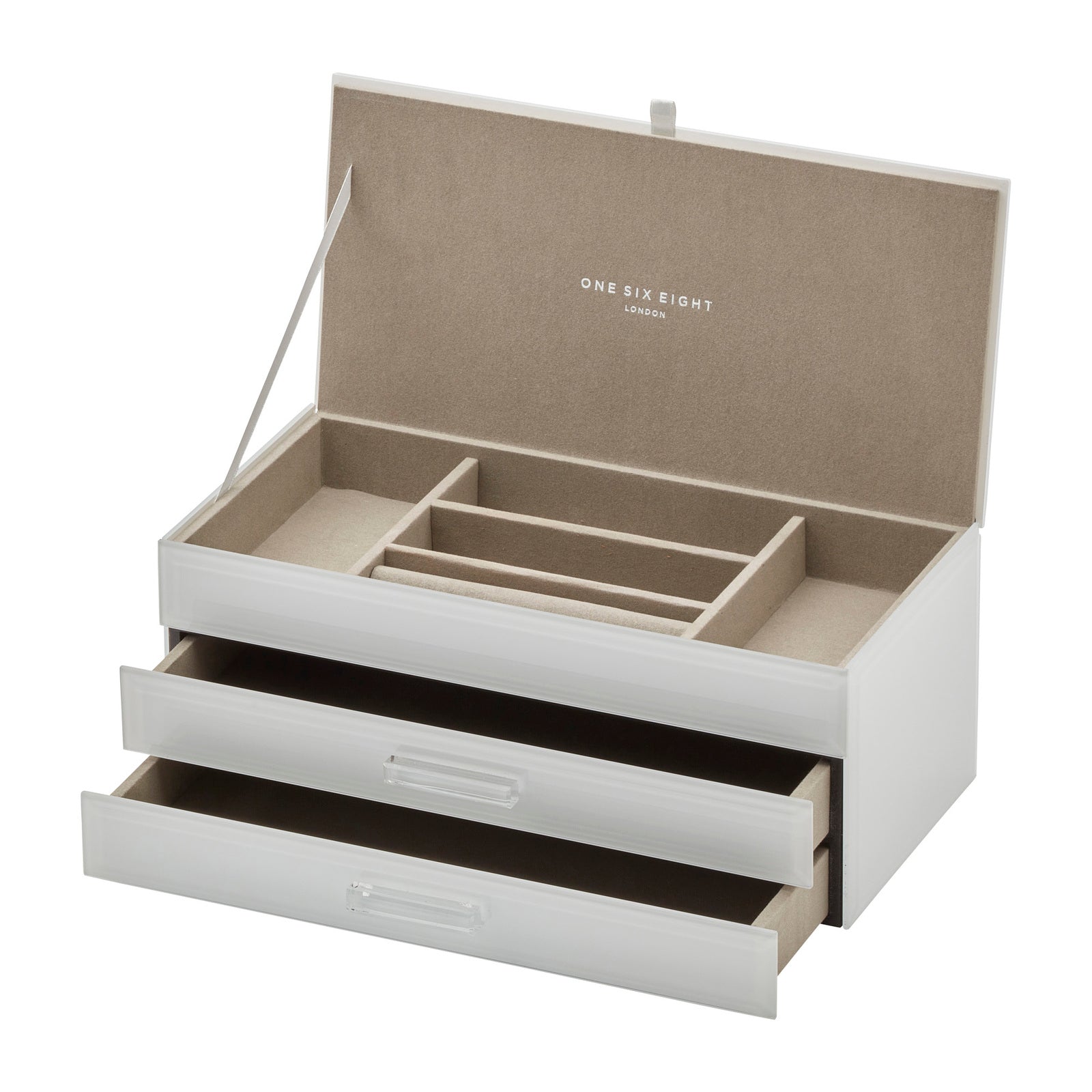 Personalised Isabella 3 Tiers Jewellery  Box Large White