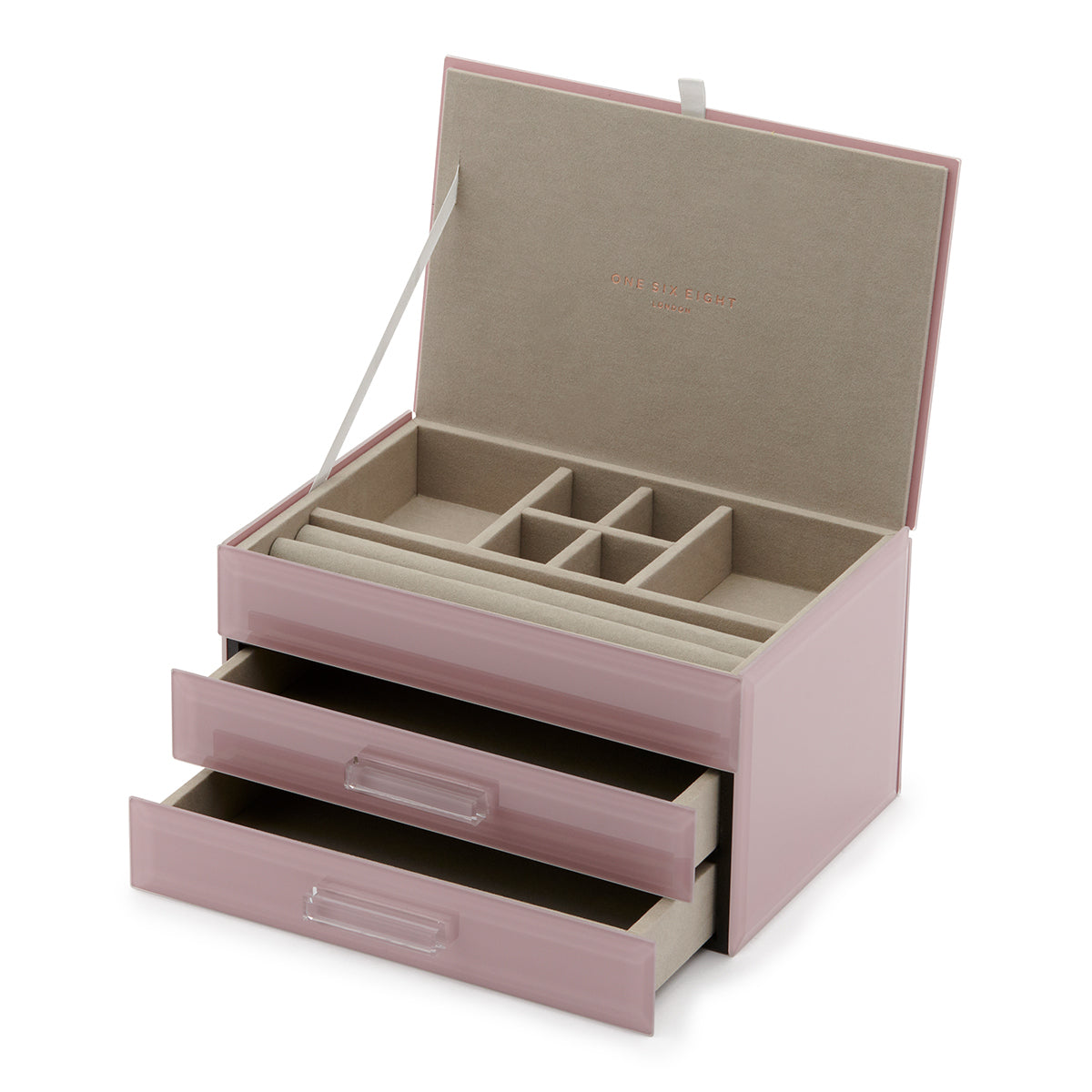 Personalised Isabella 3 Tiers Jewellery Box Medium Dusty Rose
