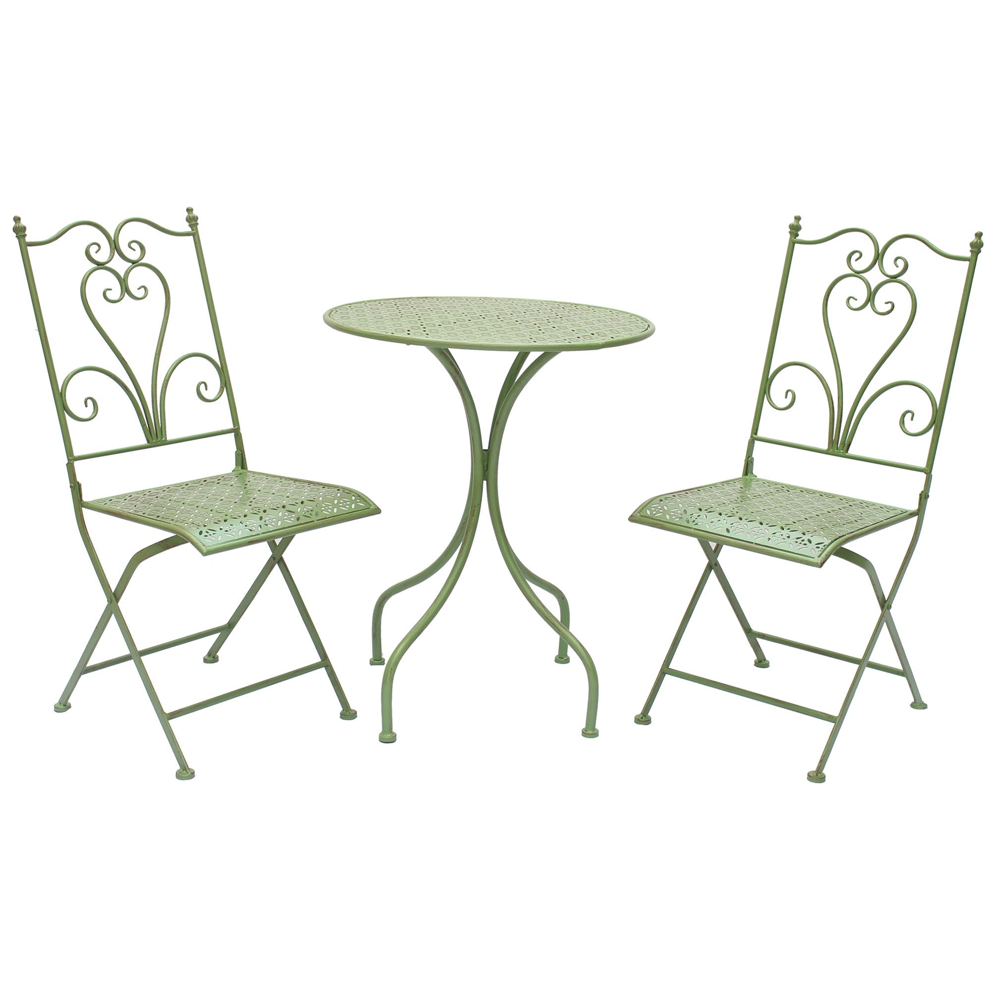Italian Patio Table and Chair Collection in Green - Set of 3