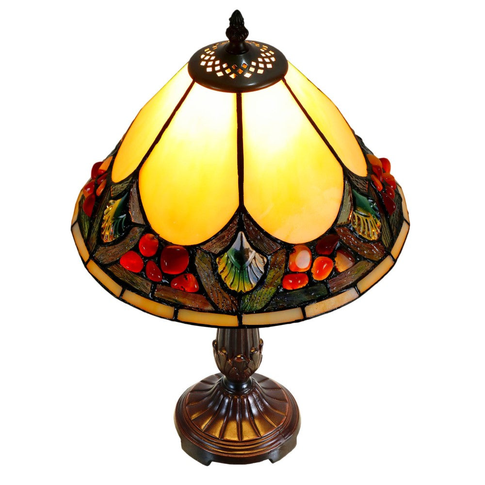 Janny Tiffany Style Table Lamp In Beige