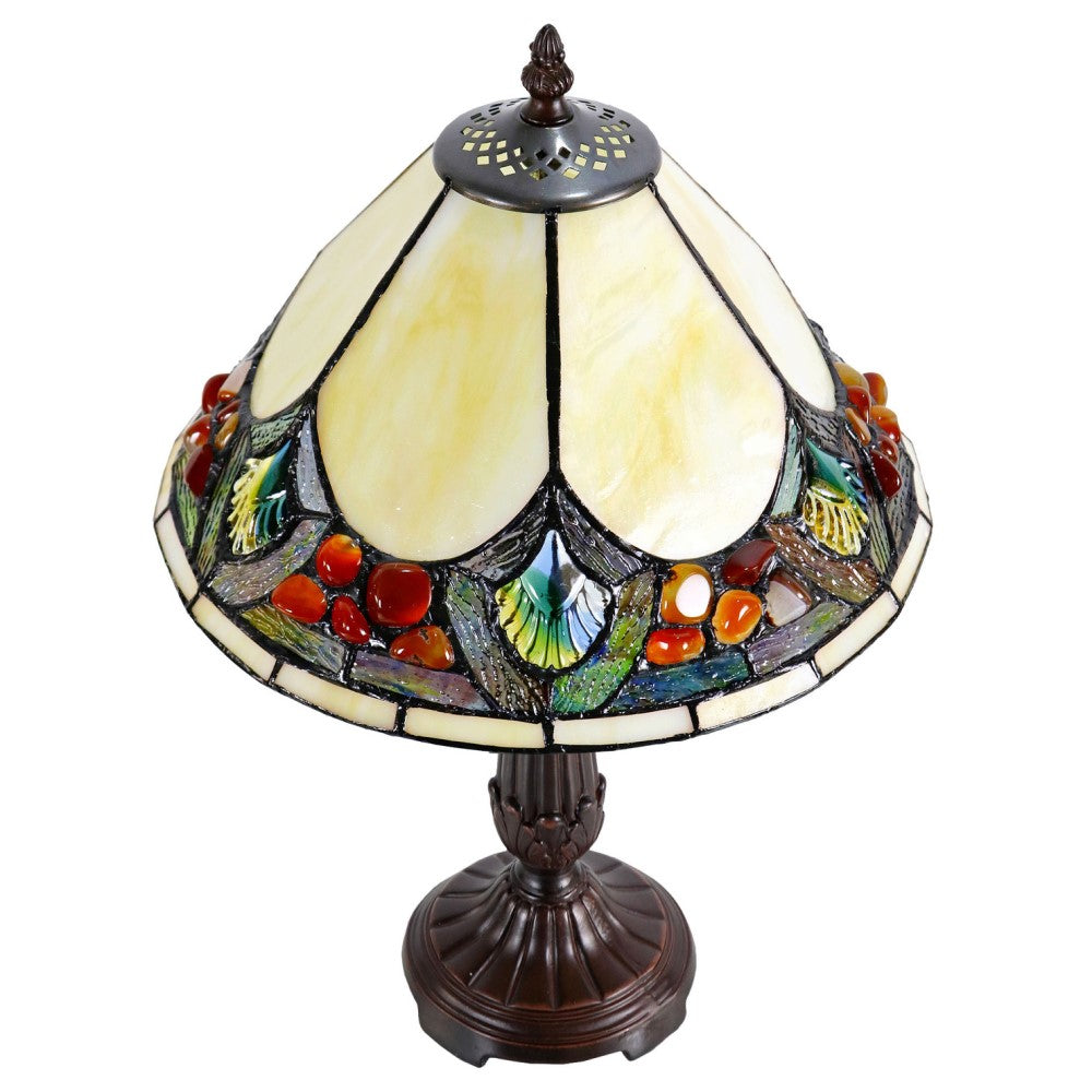 Janny Tiffany Style Table Lamp In Beige