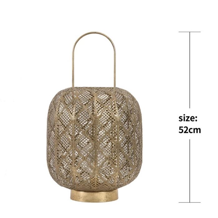 Jasmine Metal Hurricane Lantern - Gold Wash