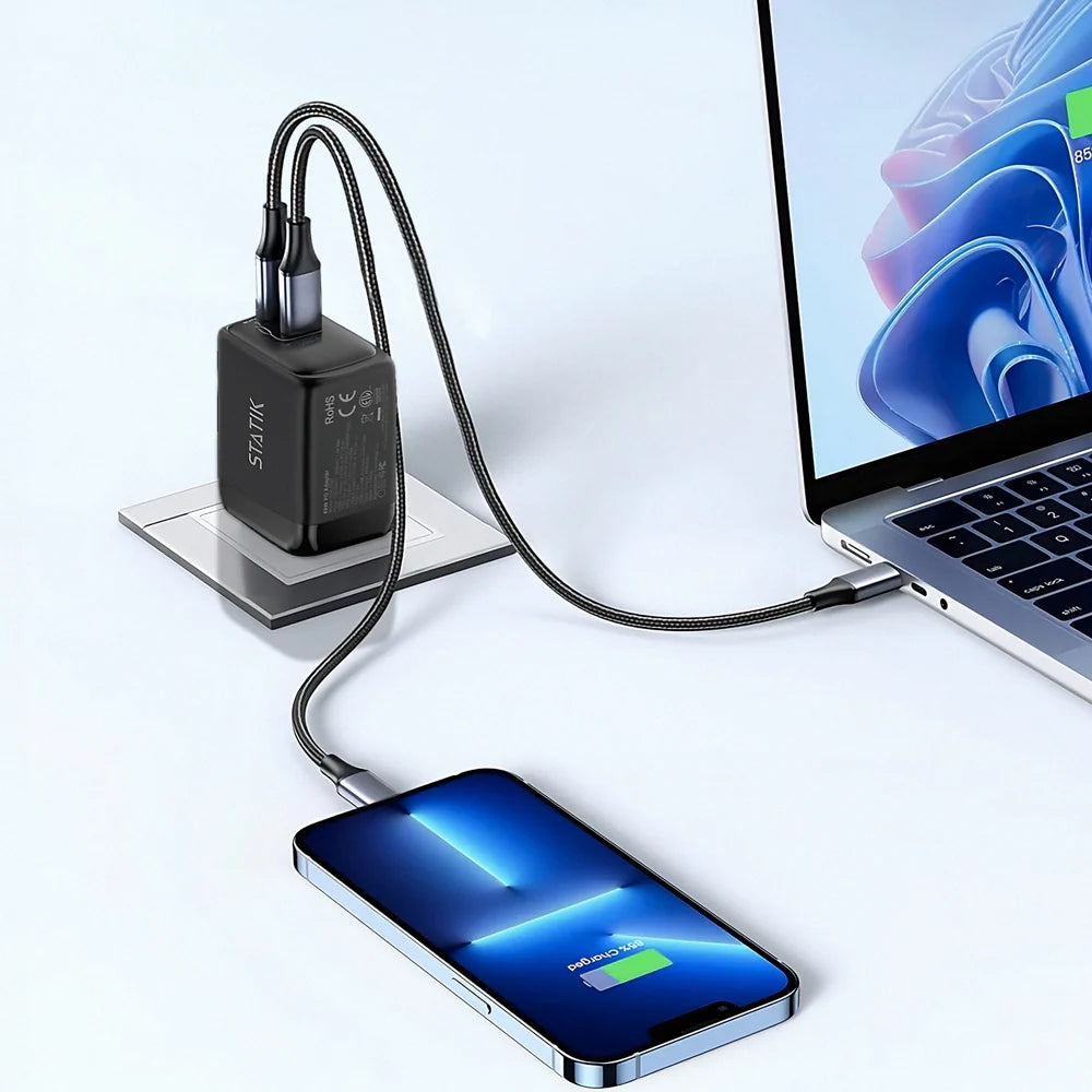 KeySmart Statik 45W Blitz Charge Dual Power Adapter - Black