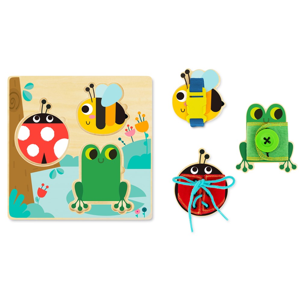 Kids Wooden Basic Skills Lacing Puzzle Board