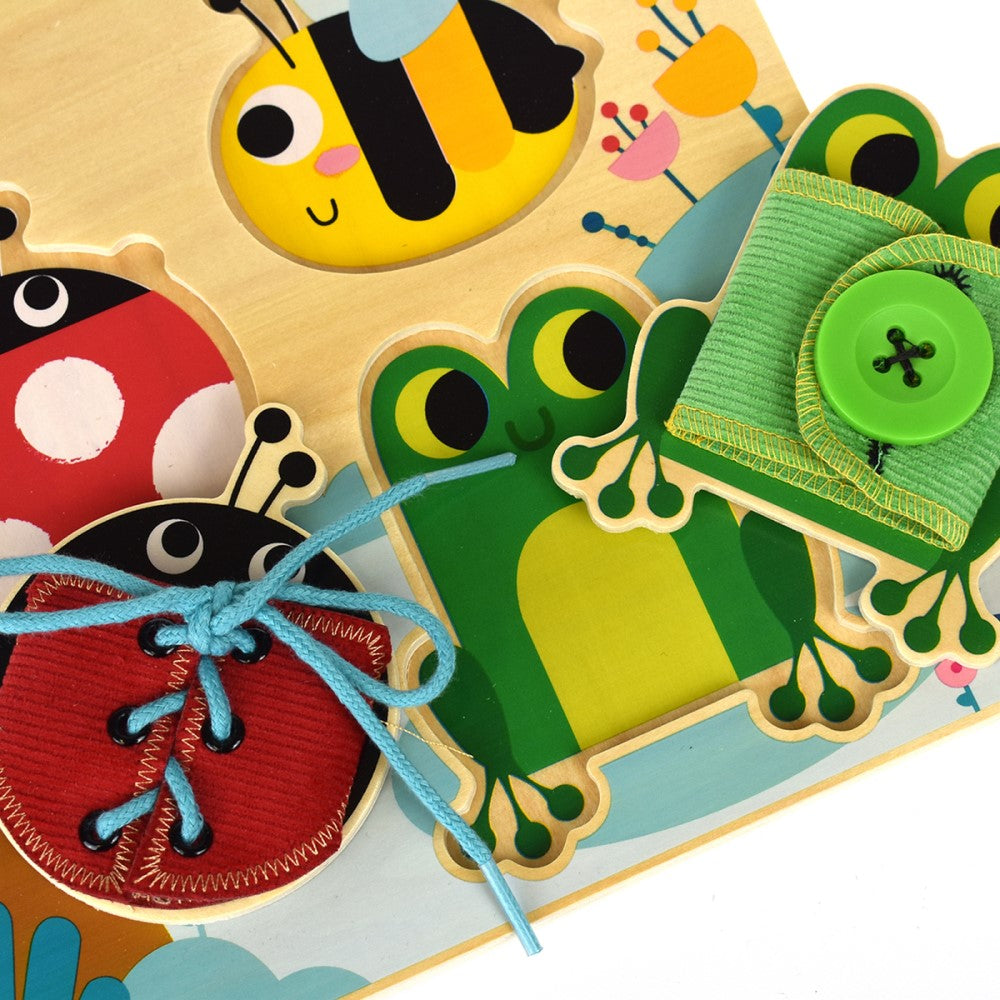 Kids Wooden Basic Skills Lacing Puzzle Board