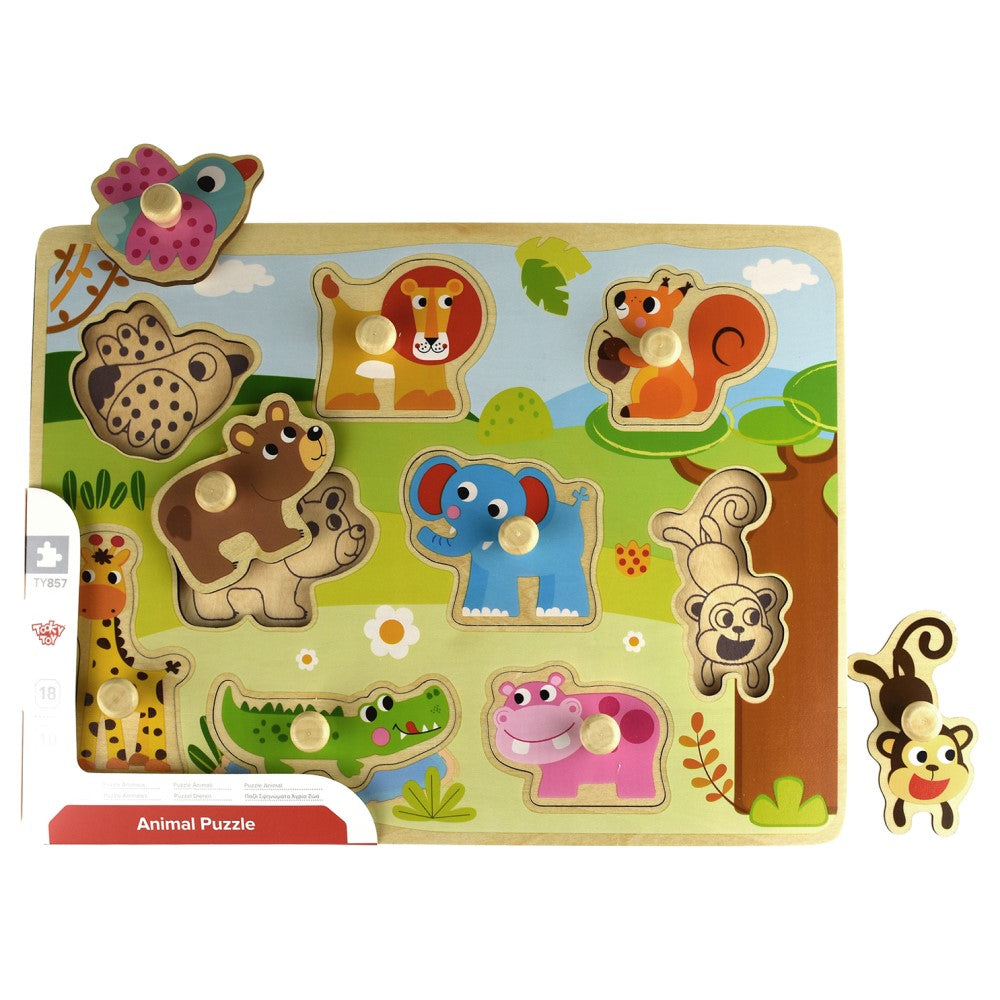 Kids Wooden Animals Peg Puzzle Shape Sorter