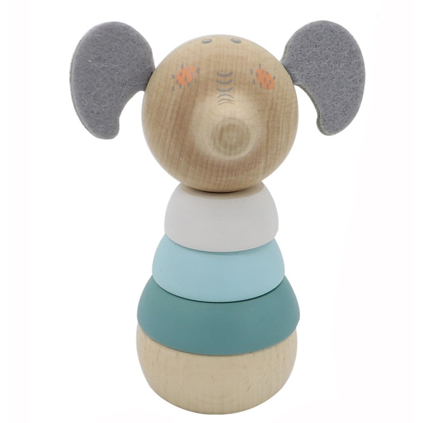 Toddlers Wooden Animal Stacking Tower - Elephant