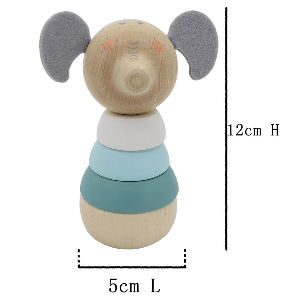 Toddlers Wooden Animal Stacking Tower - Elephant