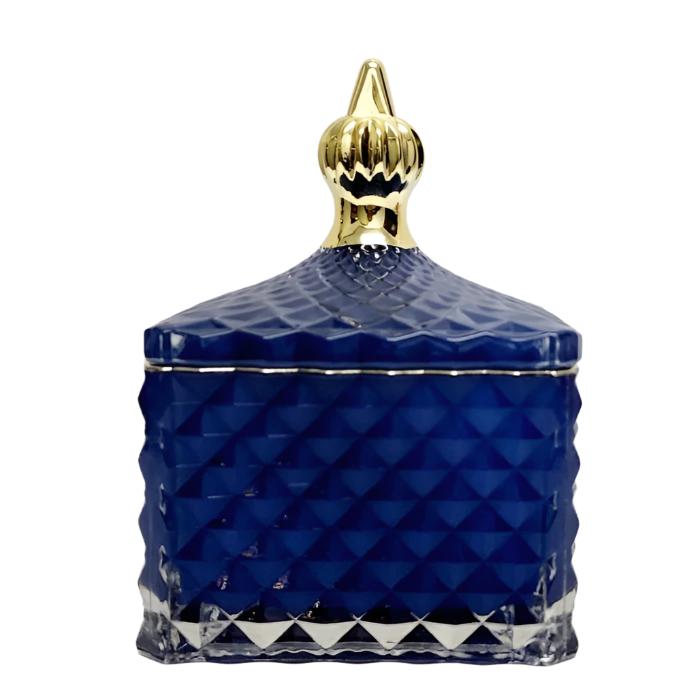 Large Dylan Square Embossed Glass Jar - Available in 3 Colors