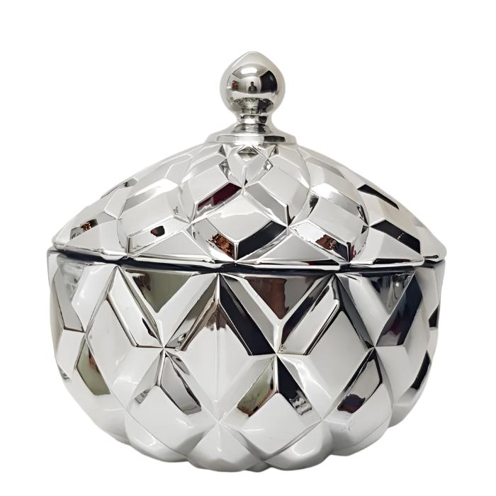 Large Grace Crystal Glass Jar with Diamond Embossed Pattern - Available in 3 Colors