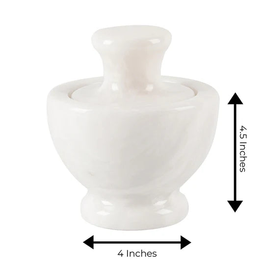 Large Marble Mortar & Pestle Set - White