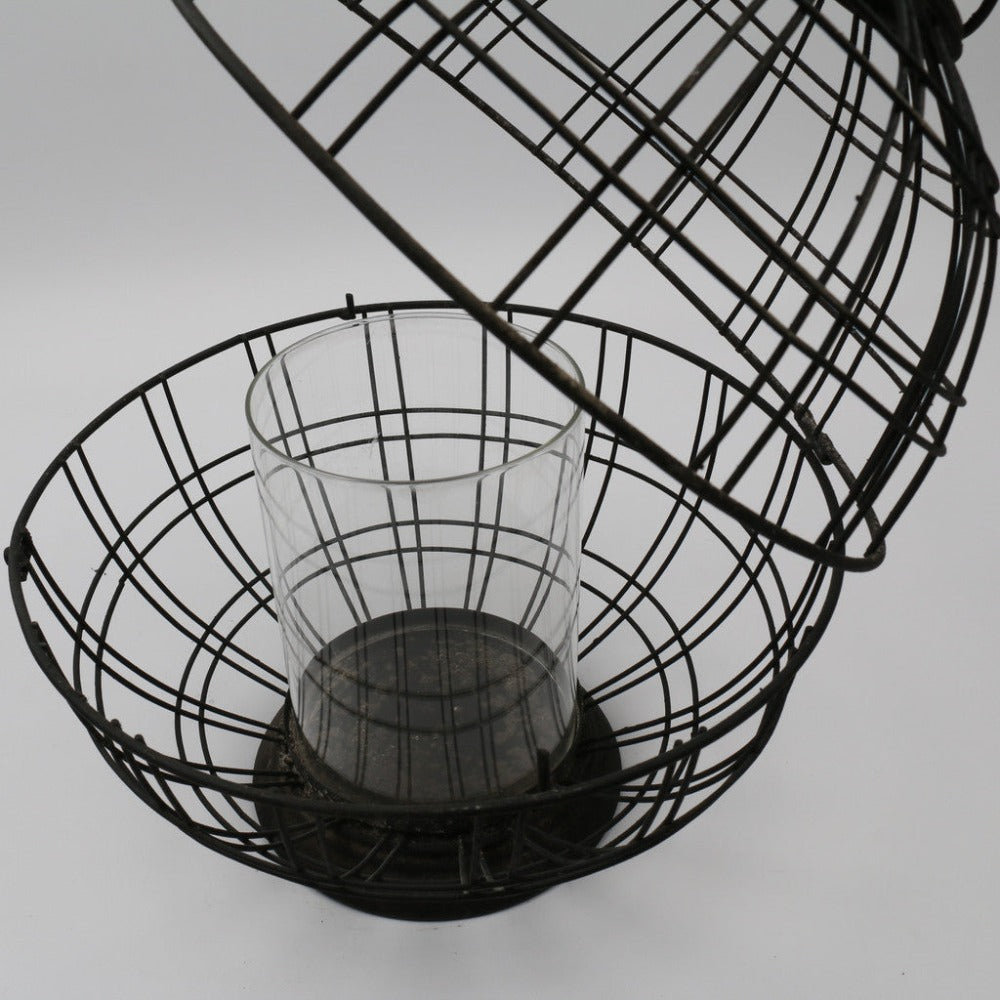 Large Round Metal Lantern with Glass