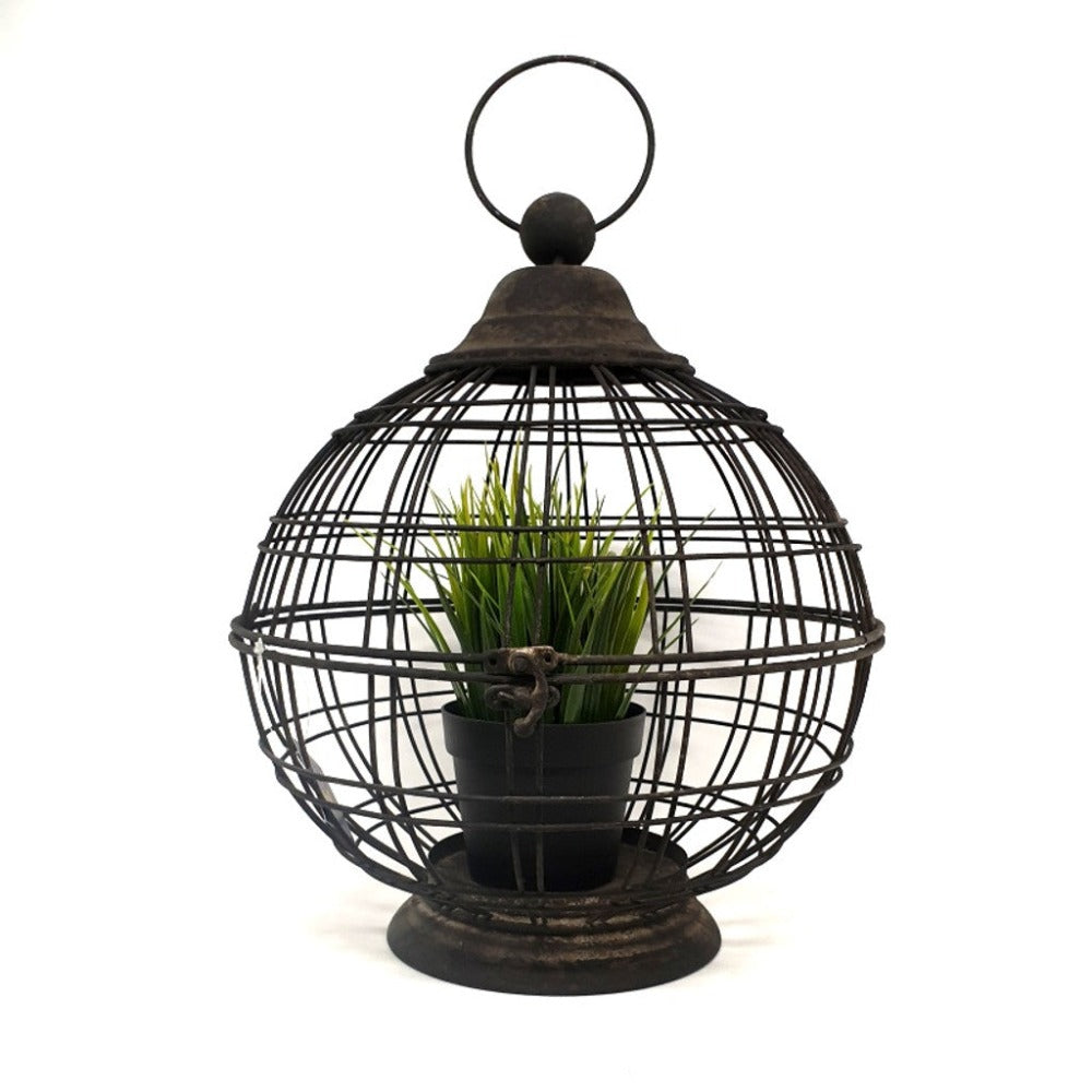 Large Round Metal Lantern with Glass