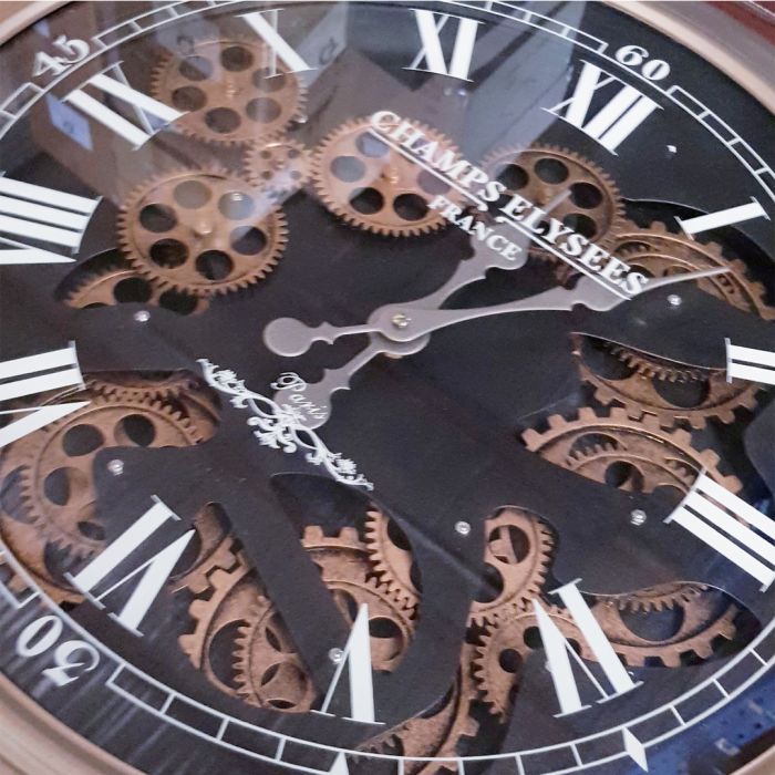 Large Wristwatch Exposed Gear Wall Clock - Gold