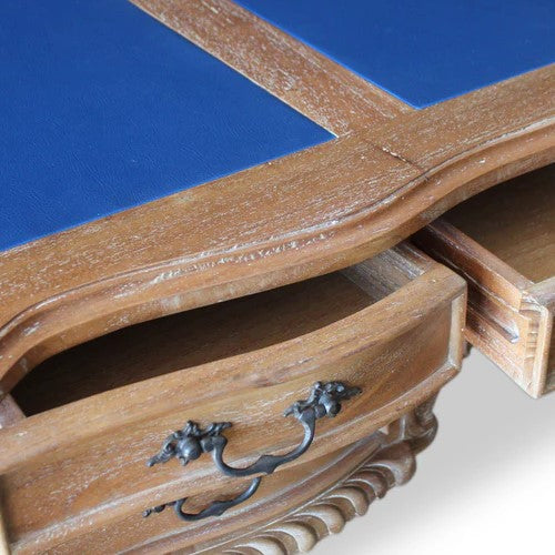 Leather Top 5 Drawers Paris Office Desk - Weathered Oak