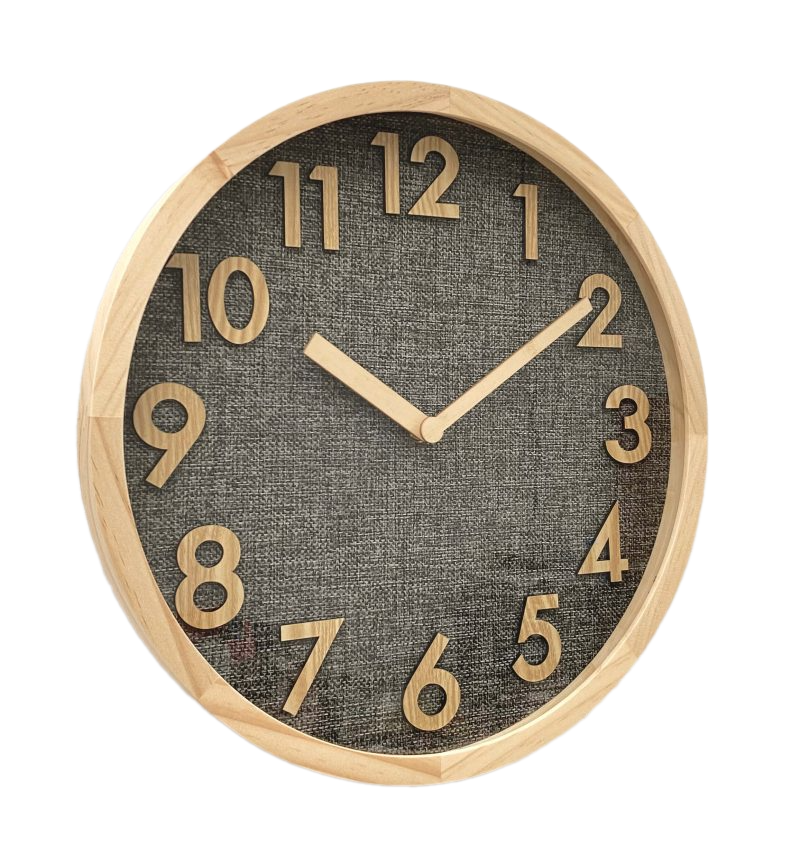 Linen Dial Wooden Wall Clock 35cms