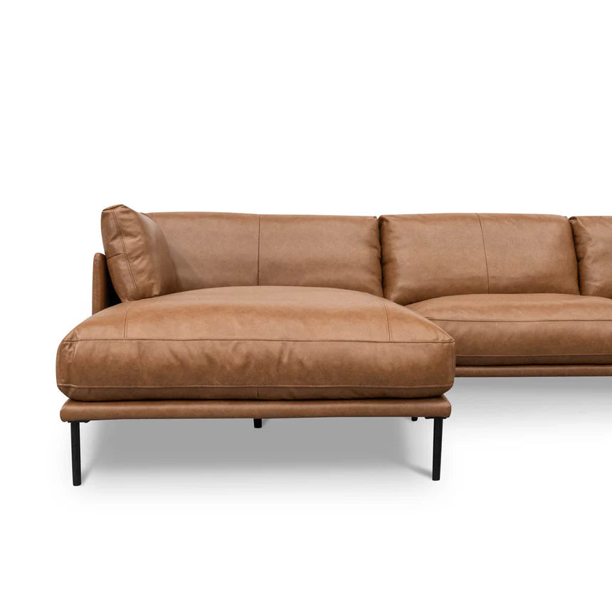 Luxurious 4-Seater Left Chaise Leather Sofa - Brown