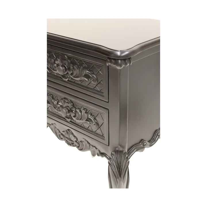 Luxurious French Provence Two Drawer Cabinet - Black