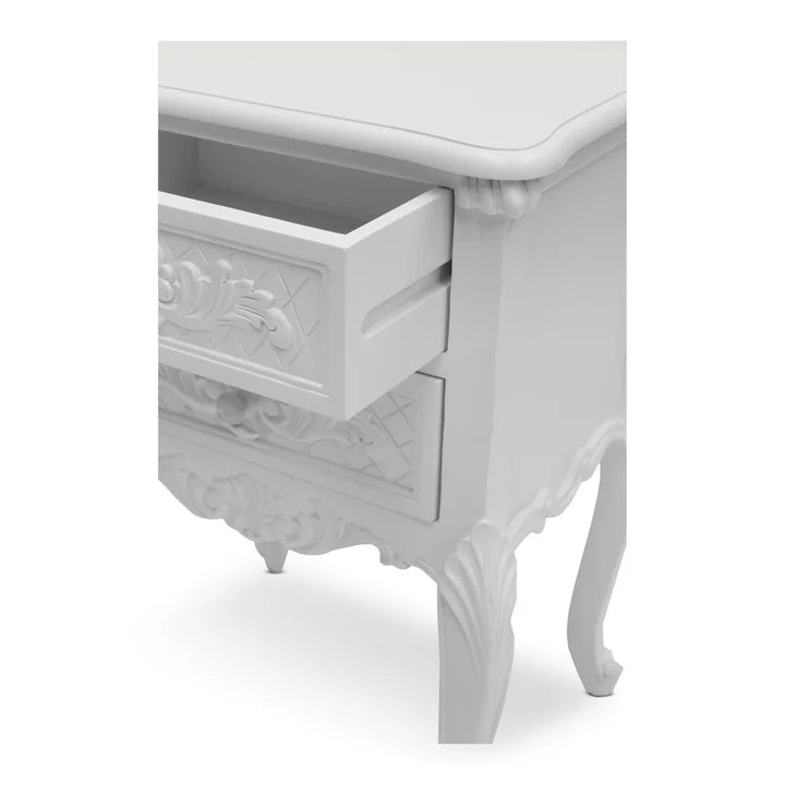 Luxurious French Provence Two Drawer Cabinet - White