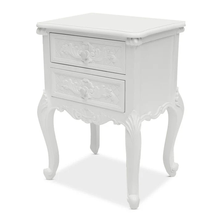 Luxurious French Provence Two Drawer Cabinet - White