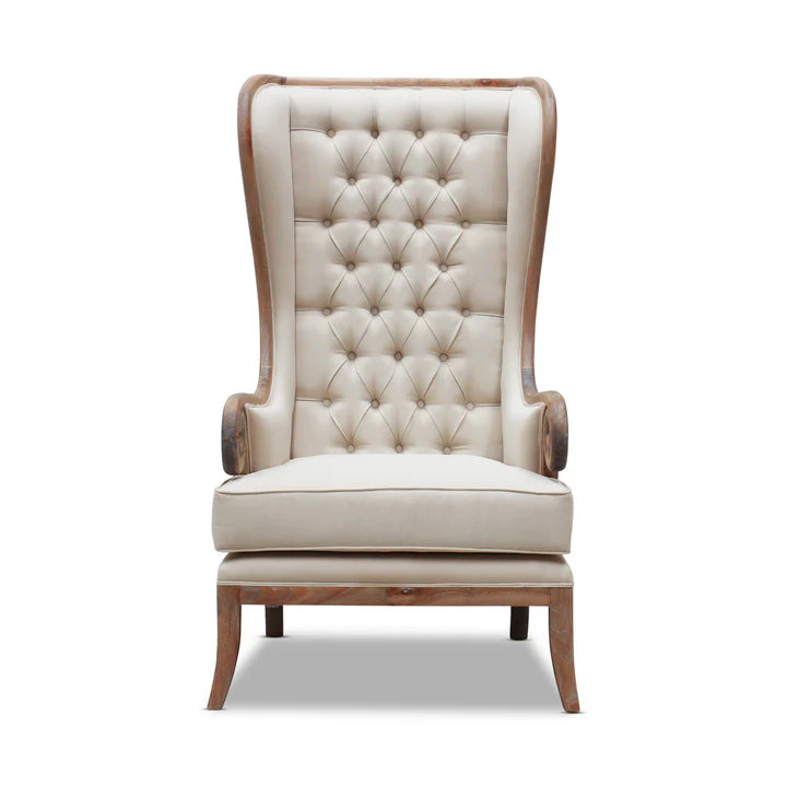 Luxurious Royal Large Wing Back Chair - Weathered Oak