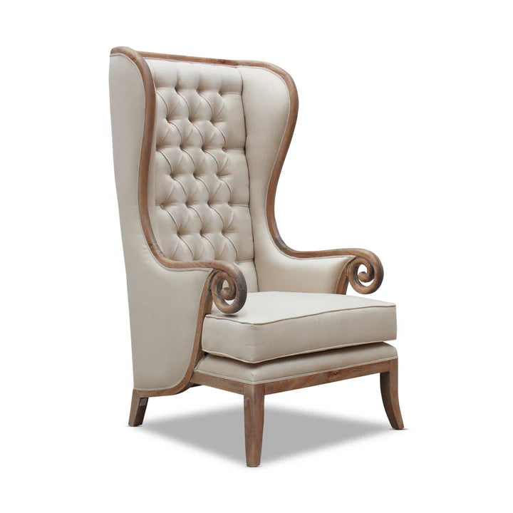 Luxurious Royal Large Wing Back Chair - Weathered Oak