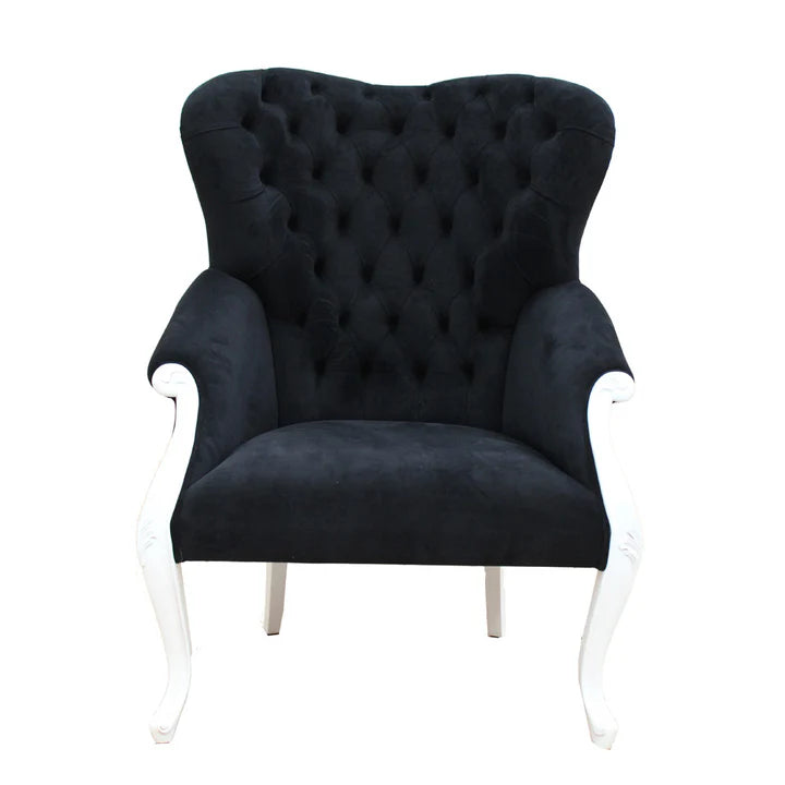 Luxurious Valliere Velvet Armchair - Black & White