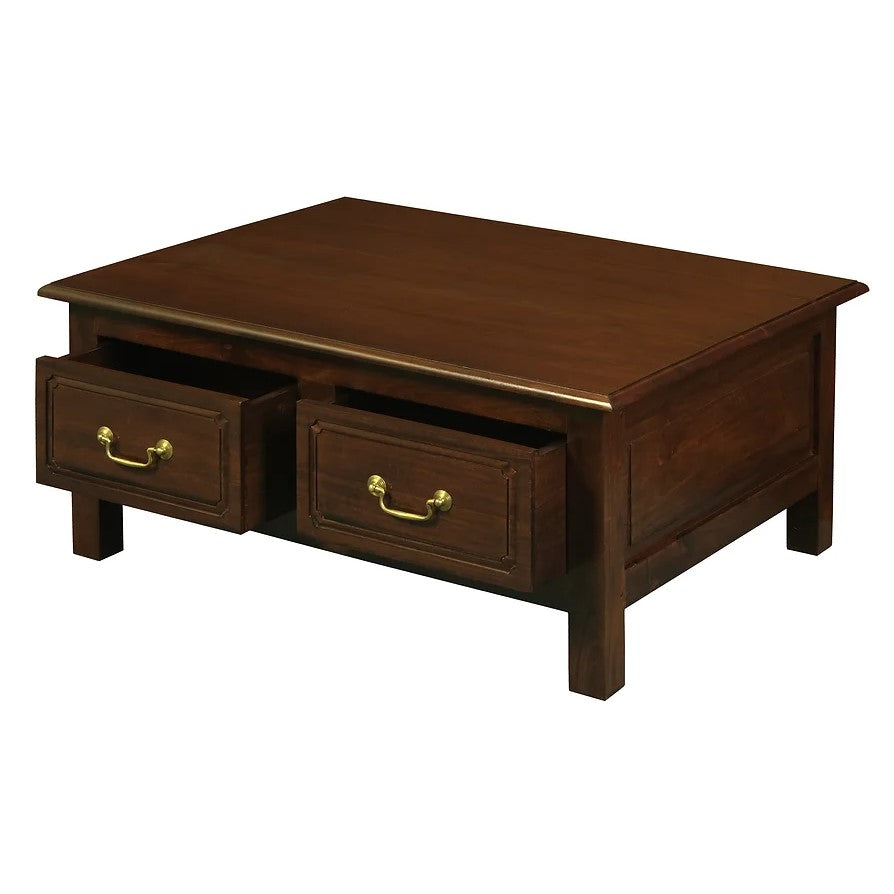 Luxury 4 Drawer Straight Leg Coffee Table - Brown