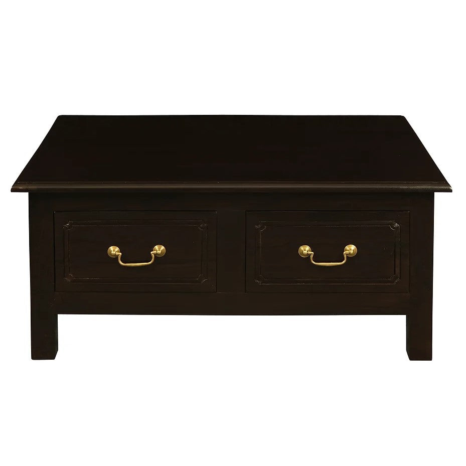 Luxury 4 Drawer Straight Leg Coffee Table - Dark Brown