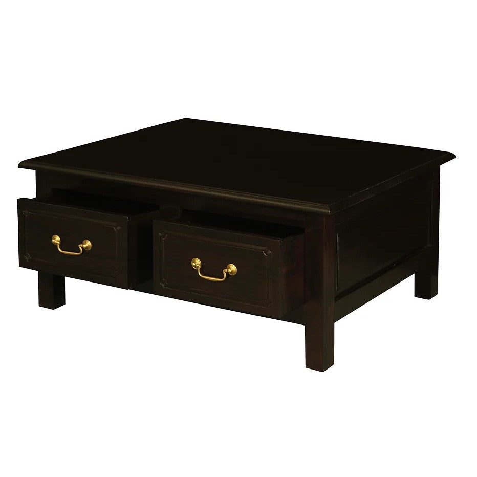 Luxury 4 Drawer Straight Leg Coffee Table - Dark Brown