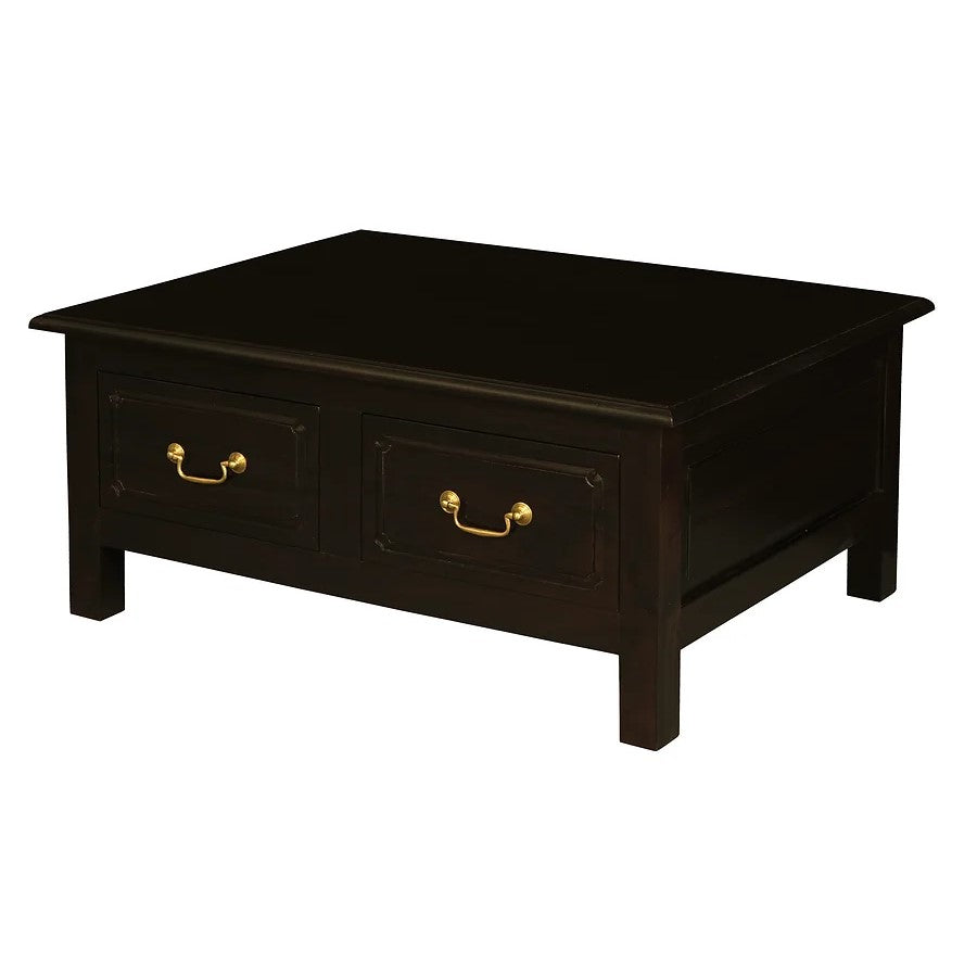 Luxury 4 Drawer Straight Leg Coffee Table - Dark Brown