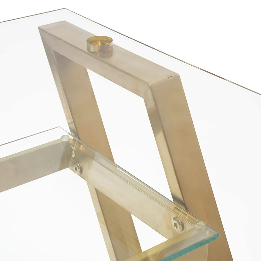 Luxury Glass Console Table 120cms - Brushed Gold Base