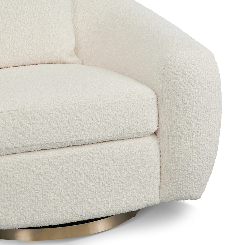 Luxury Swivel Armchair - Ivory White Boucle