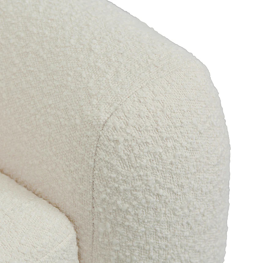 Luxury Swivel Armchair - Ivory White Boucle