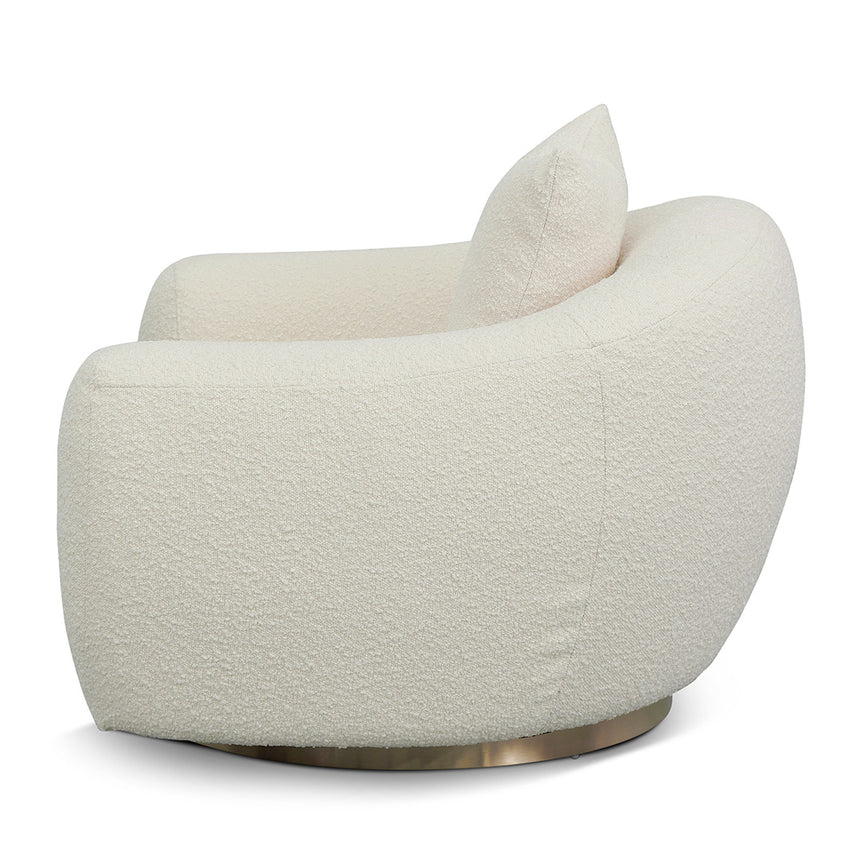 Luxury Swivel Armchair - Ivory White Boucle
