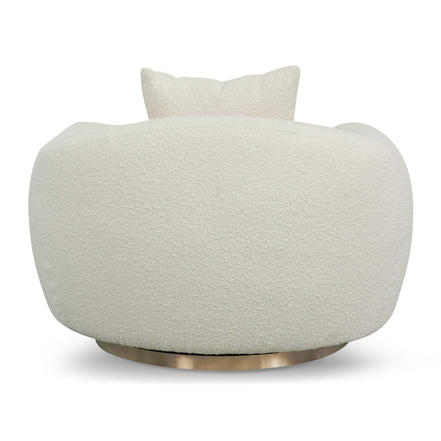 Luxury Swivel Armchair - Ivory White Boucle
