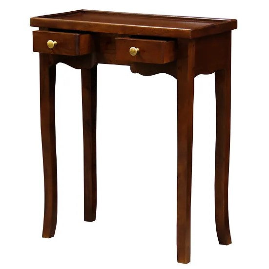 Luxury Wooden 2 Drawer Phone Table - Brown