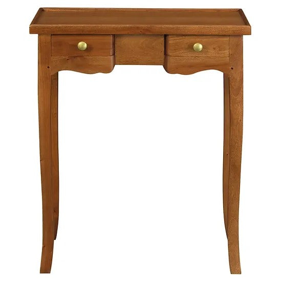 Luxury Wooden 2 Drawer Phone Table - Light Brown