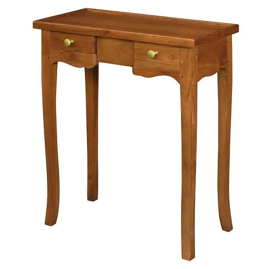 Luxury Wooden 2 Drawer Phone Table - Light Brown
