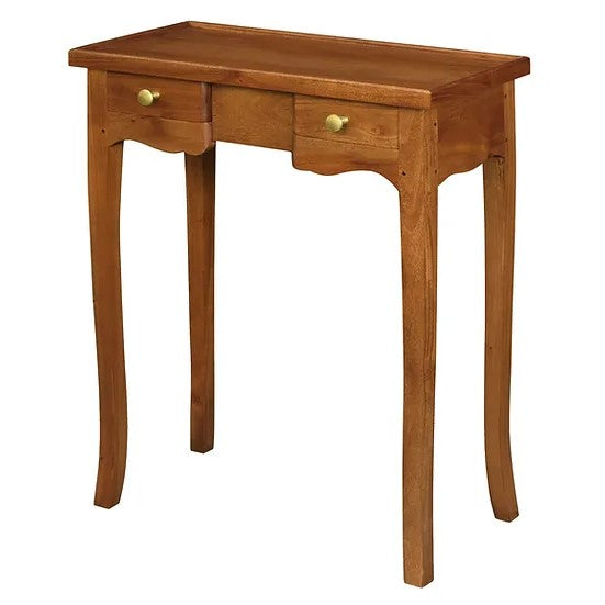 Luxury Wooden 2 Drawer Phone Table - Light Brown